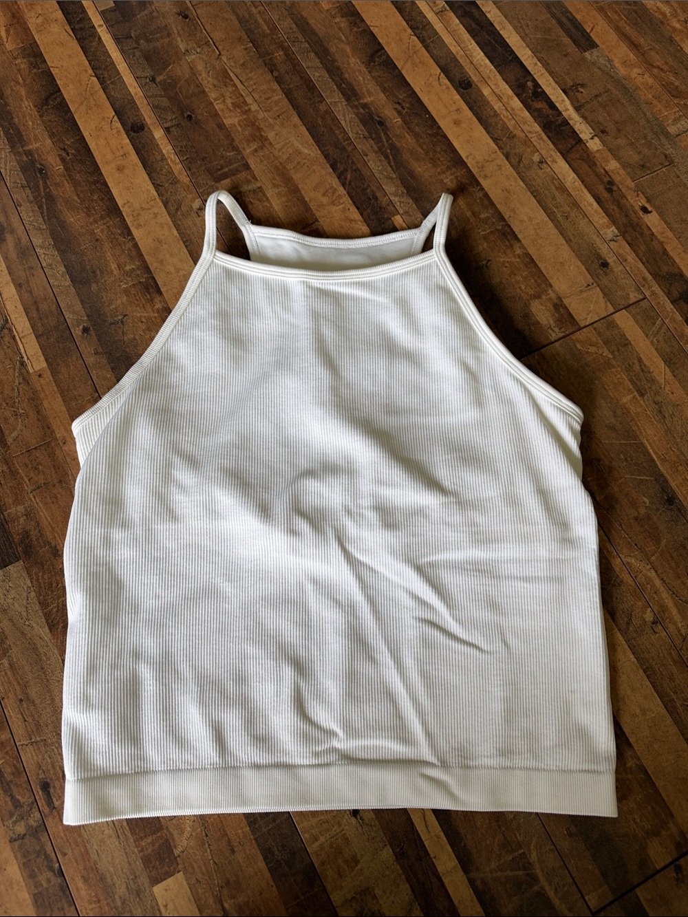 DSG White Ribbed Halter Tank Top